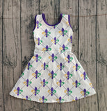 10.22 Pre-order GSD2944 girls Mardi Gras sleeveless Dress yoga