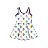 10.22 Pre-order GSD2944 girls Mardi Gras sleeveless Dress yoga