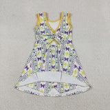 GSD2947 girls Mardi Gras bow sleeveless Dress yoga