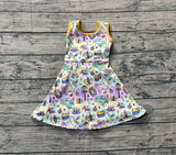 10.22 Pre-order GSD2949 girls Mardi Gras Crocodile sleeveless Dress yoga