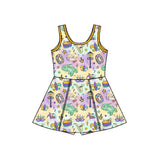 10.22 Pre-order GSD2949 girls Mardi Gras Crocodile sleeveless Dress yoga