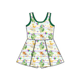 10.22 Pre-order GSD2950 girls Mardi Gras Crocodile sleeveless Dress yoga