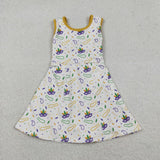 GSD2951 girls Mardi Gras mask sleeveless Dress yoga