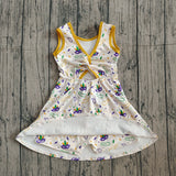 10.22 Pre-order GSD2951 girls Mardi Gras mask sleeveless Dress yoga