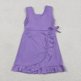 GSD3036  girls purple sleeveless Dress yoga