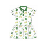 11.15 Pre-order GSD3141 Baby girls golf button dress short sleeves