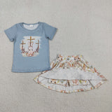 GSD3486  Easter Rabbit blue girls Outfits