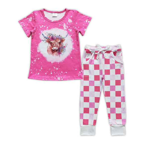 GSPO0910--western highland cow pink girls clothing