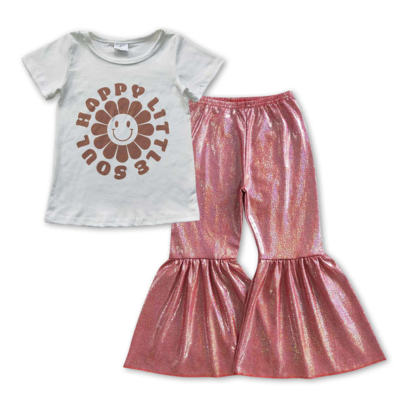 GSPO0920-- happy little soul top & pink satin girls outfits