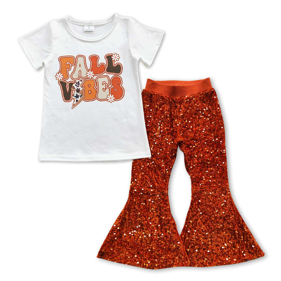 GSPO0955--fall vibes top +  sequins pants girls clothing