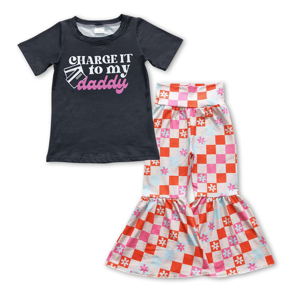 GSPO0967---charge it to my daddy top +pants  girls clothing