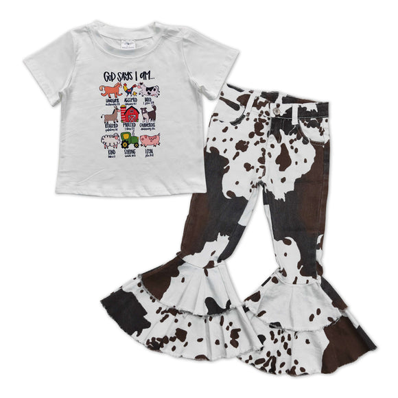 GSPO1005---FARM girls top + cow jeans outfits