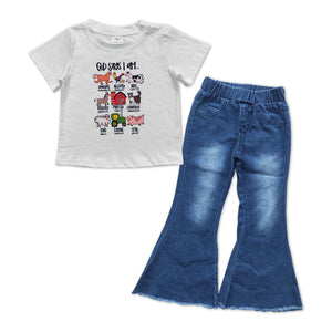GSPO1007---FARM girls top + jeans outfits