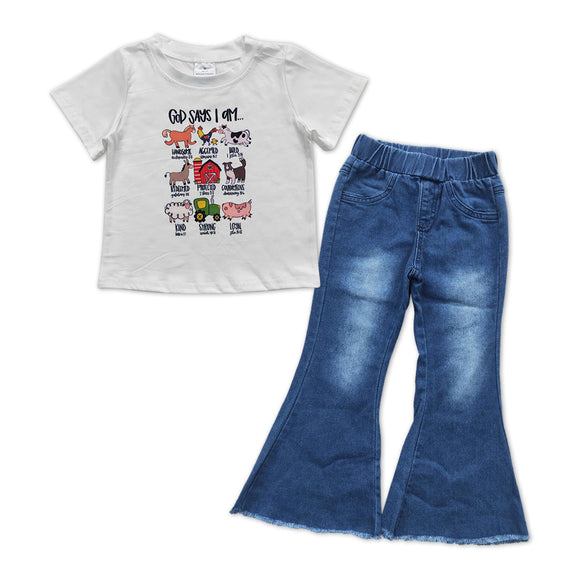 GSPO1007---FARM girls top + jeans outfits