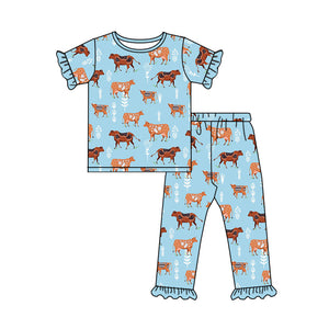 GSPO1019----pre order short sleeve western cow girl pajamas