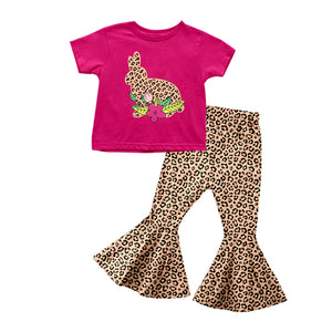 GSPO1031---pre order short sleeve Easter leopard girls clothing
