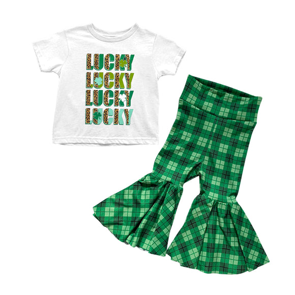 GSPO1048---pre order short sleeve lucky plaid girls clothing
