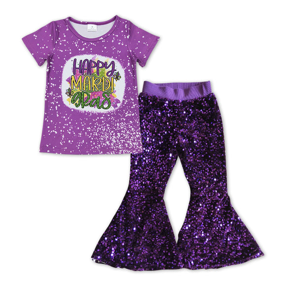 GSPO1103--Mardi Gras top+  sequined bell bottoms
