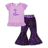 GSPO1139--Easter he is risen top+  sequined bell bottoms