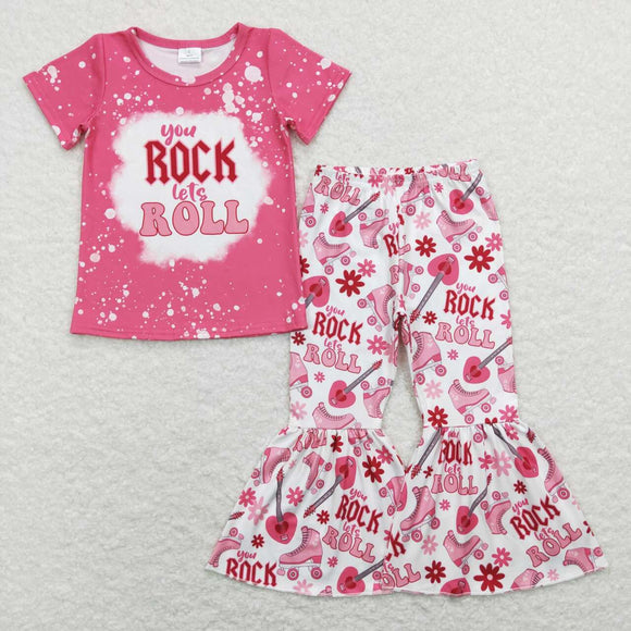 GSPO1146-- short sleeve you rock lets roll girls outfits