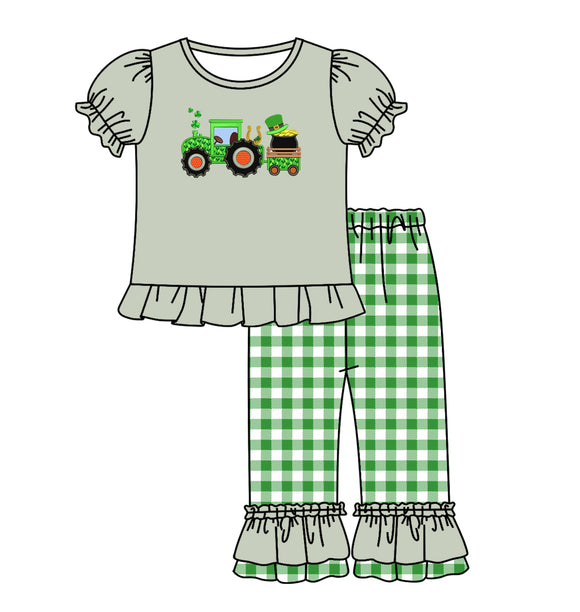 GSPO1168-pre order Tractors green girls clothing
