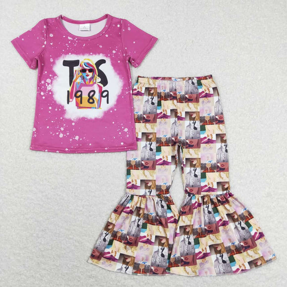 GSPO1245--- singer purple short sleeve girls outfits