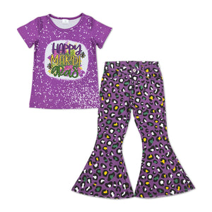 GSPO1250---purple short sleeve girls outfits