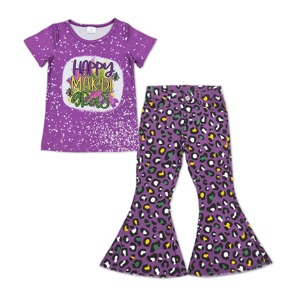 GSPO1250---purple short sleeve girls outfits