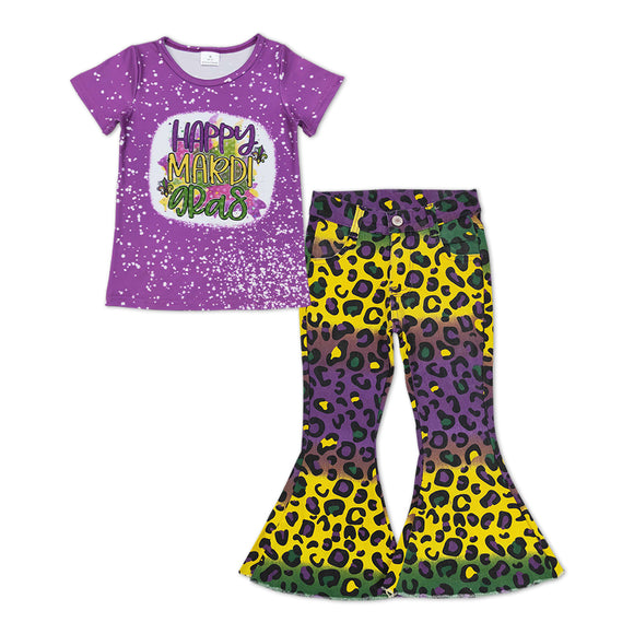 GSPO1251--- purple camo short sleeve girls outfits