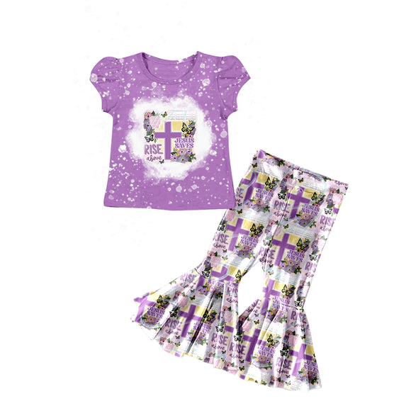 GSPO1308---pre order short sleeve butterfly cross purple girls clothing