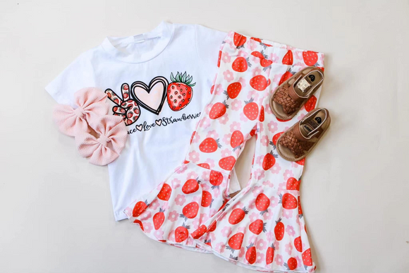 Deadline May 12 pre order Peace love strawberry top bell bottom pants girls clothes