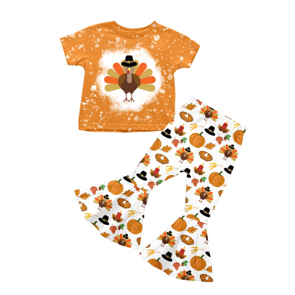GSPO1613 pre order Short sleeves Thanksgiving Day pumpkin girl outfits