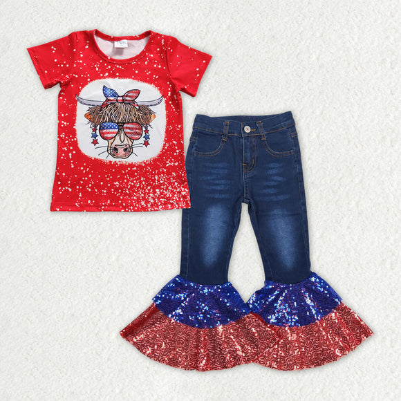 GSPO1621 4th of July cow top +  sequin jeans outfits