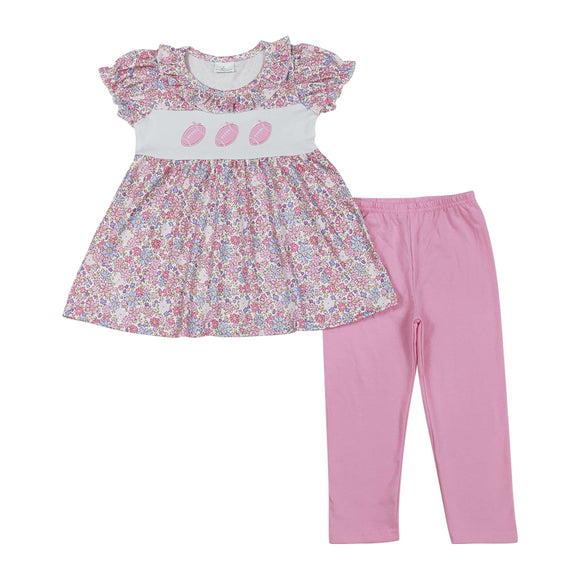 GSPO1714 embroidery  football floral pink outfits