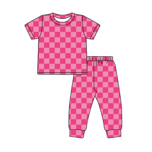 GSPO1744 pre order Pink checkerboard girls pajamas