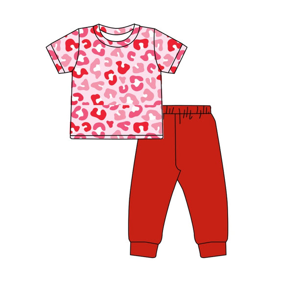 GSPO1745 pre order Pink leopard girls pajamas