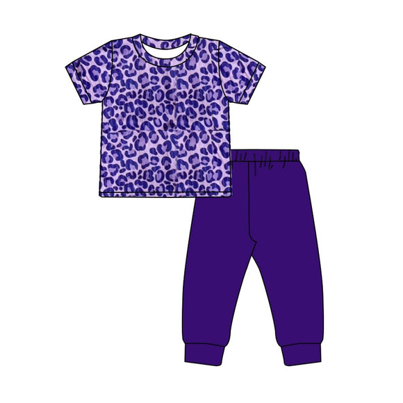 GSPO1746 pre order purple leopard girls pajamas