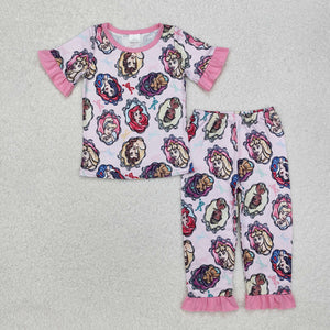 GSPO1846 Girls short sleeve princess pink pajamas