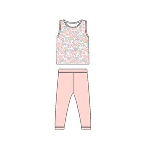 Pre-order GSPO1919 baby girls pink floral sleeveless outfits ( Deadline Dec.29 )