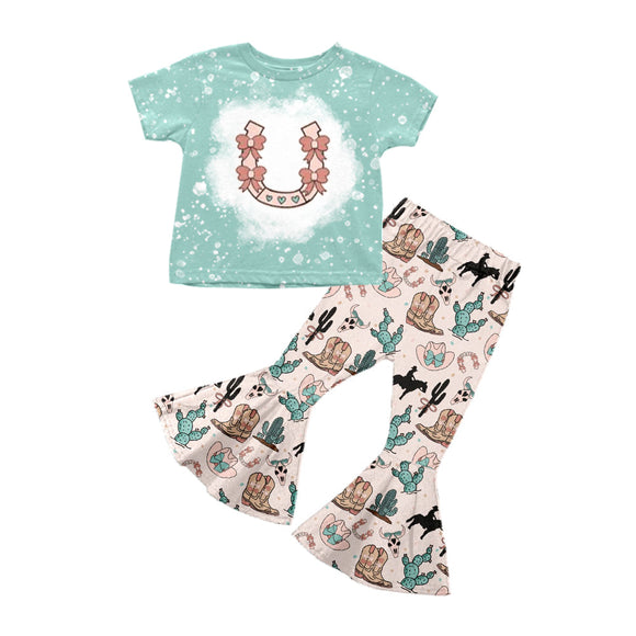 Pre-order GSPO1953 baby girls green cactus short sleeve outfits（Deadline Jan.11）