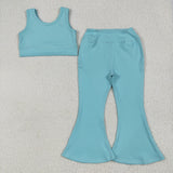 GSPO2004 baby girls blue vest outfits yoga