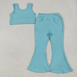 GSPO2004 baby girls blue vest outfits yoga