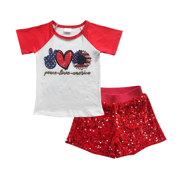 4th of July all peace love America girls outfit