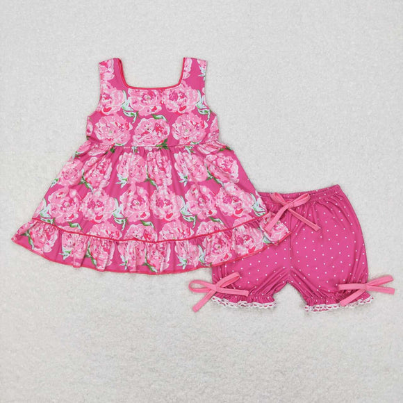 GSSO0364--summer floral pink girls outfits