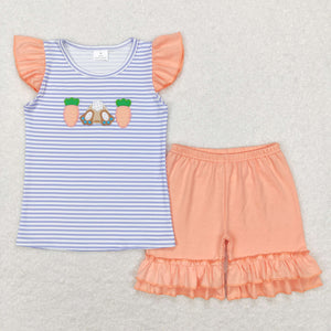 Matching Easter embroidered carrot kids outfits