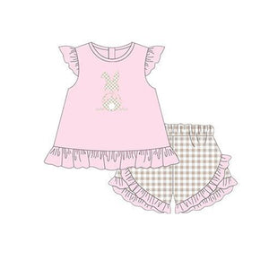 GSSO0374--pre order Easter bunny pink girls outfits