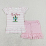 Matching Easter embroidered he is risen kids outfits