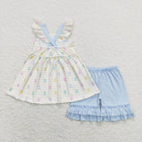 GSSO0420--summer Easter egg blue girls outfits