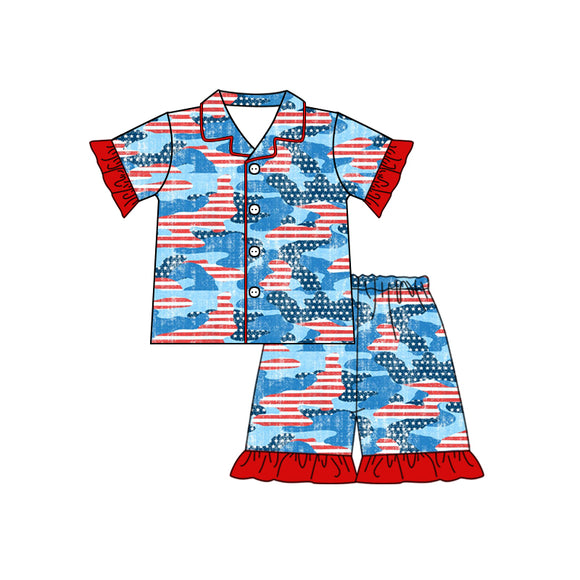 GSSO0426--pre order 4th July blue girls pajamas
