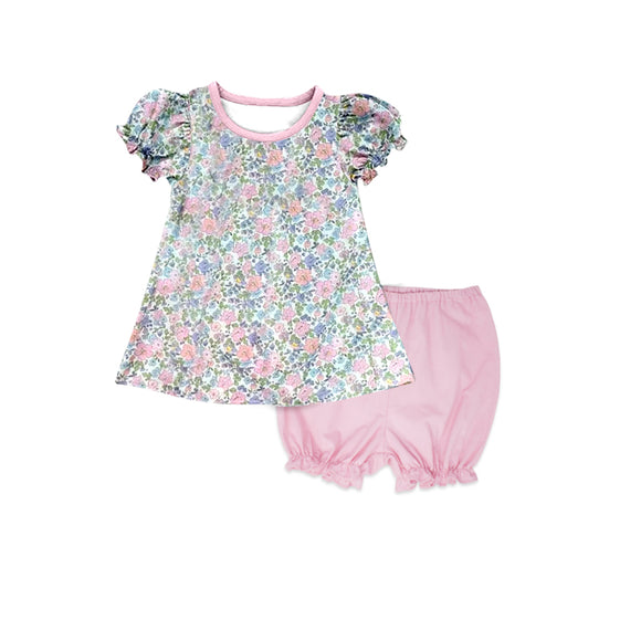 GSSO0433--pre order summer floral pink girls outfits